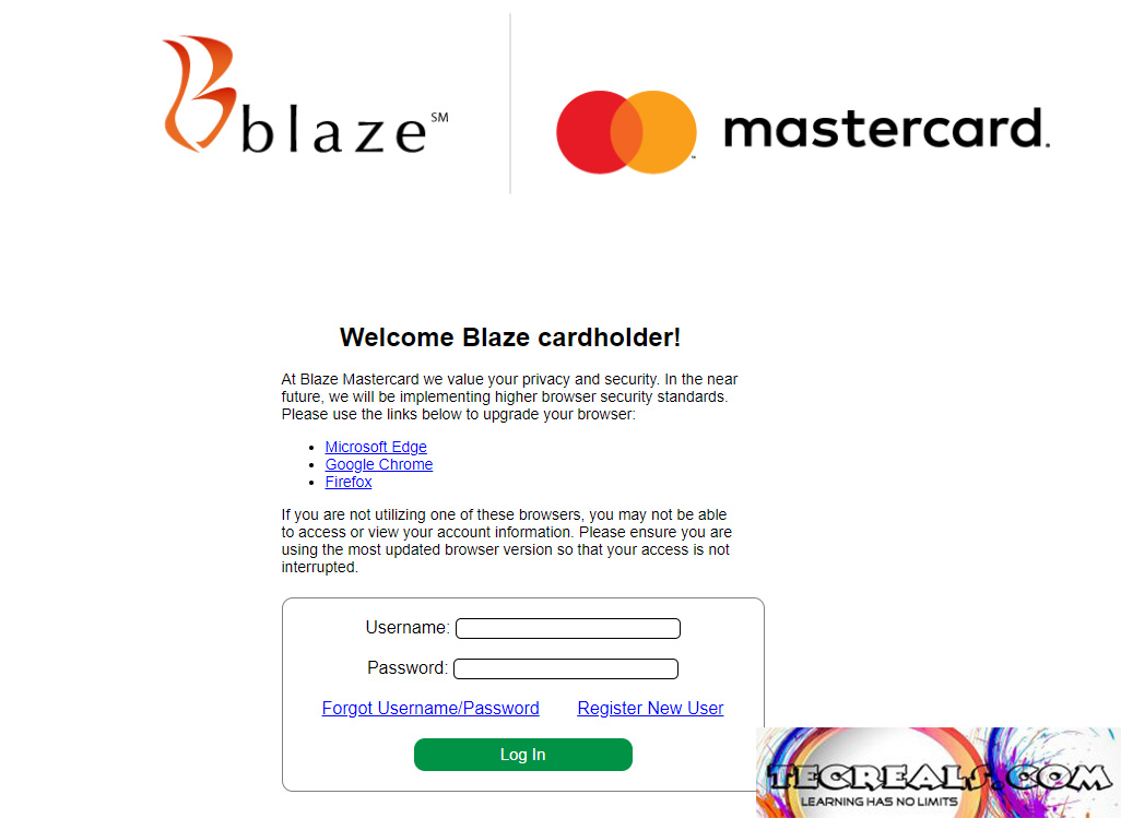 Blaze Credit Card Login for Blaze Cardholder