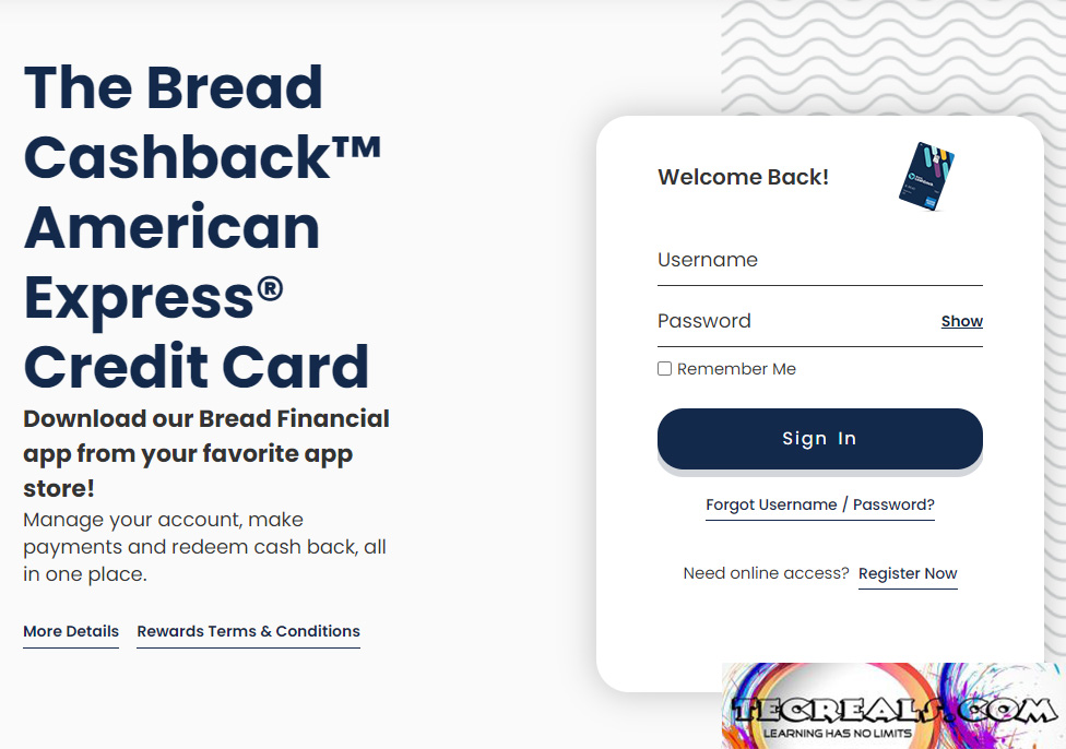Bread Cashback Credit Card Login at C.comenity.net/ac/breadcashback