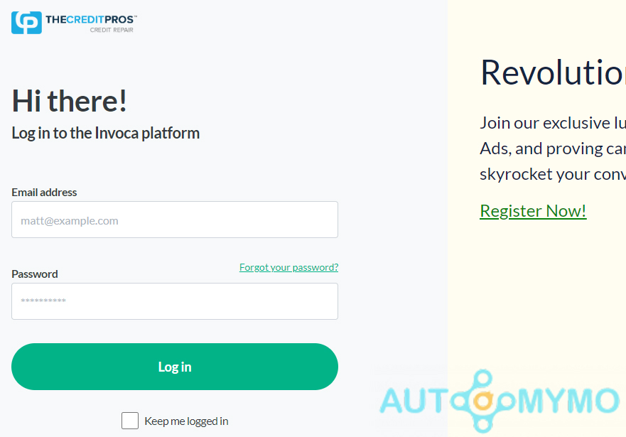 Credit Pros Login at Thecreditpros.invoca.net