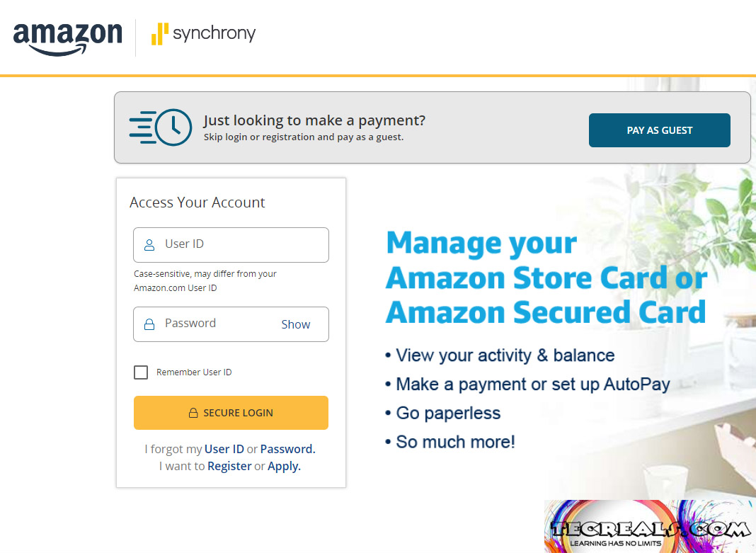 Amazon Credit Card Login at Amazon.syf.com/accounts/login