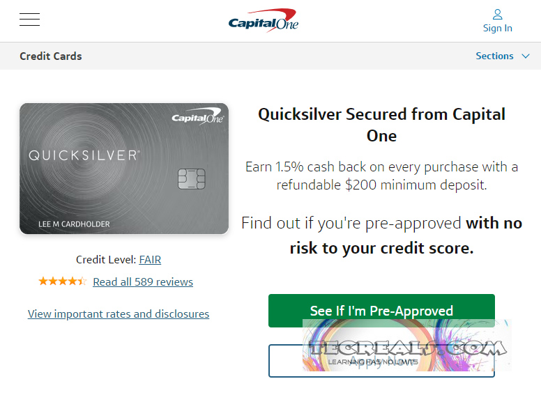 Capital One Quicksilver Secured Mastercard