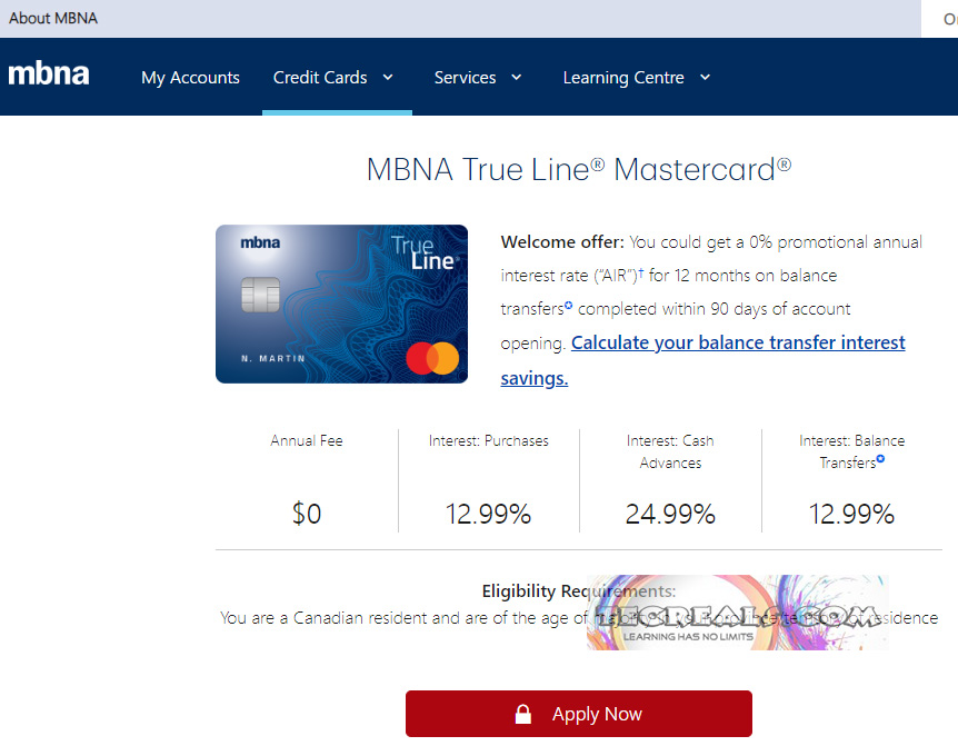 MBNA True Line Mastercard